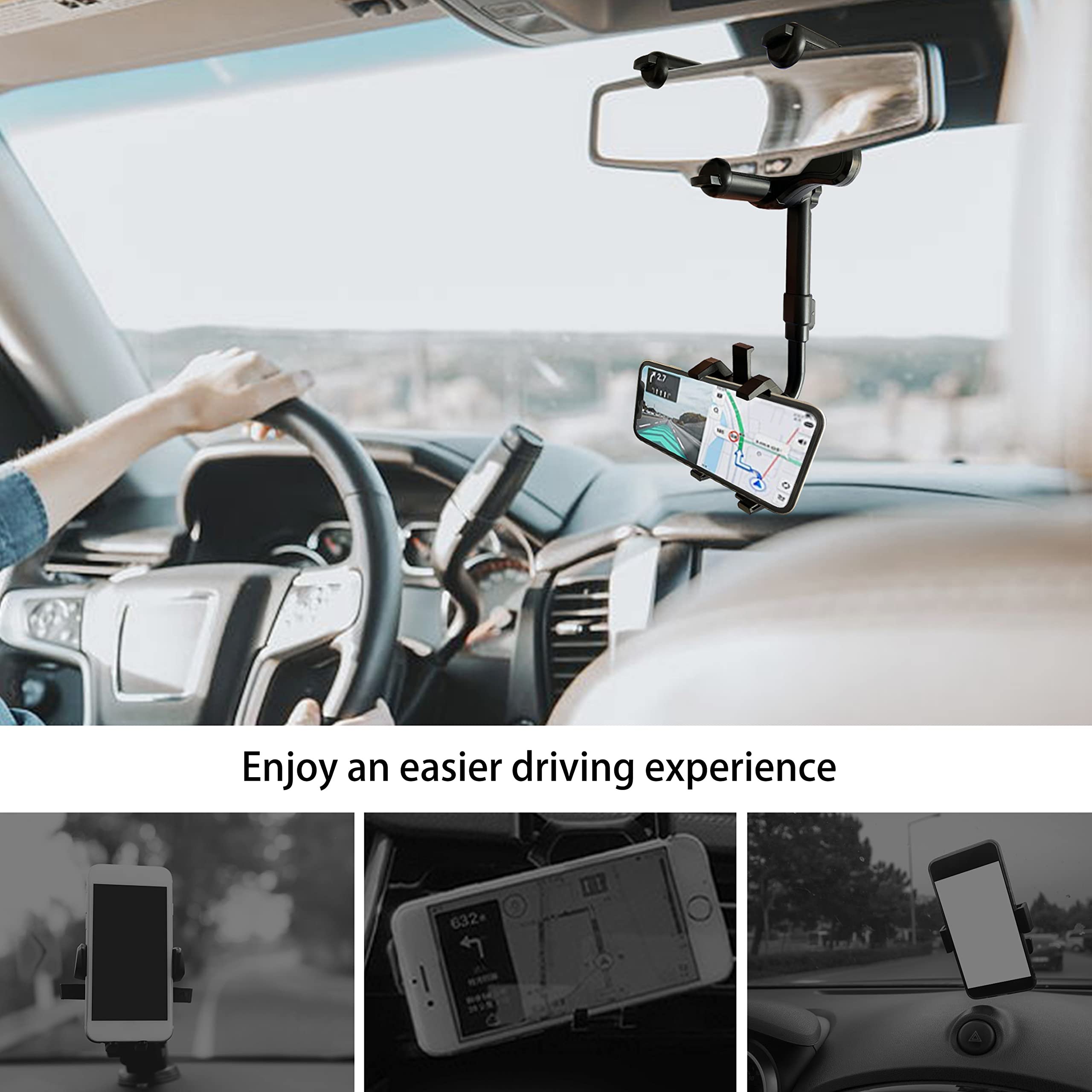 Most Popular Car Rear View Rearview Mirror Phone Holder universal Multifunctional 360 Rearview Mirror Phone Holder For Car