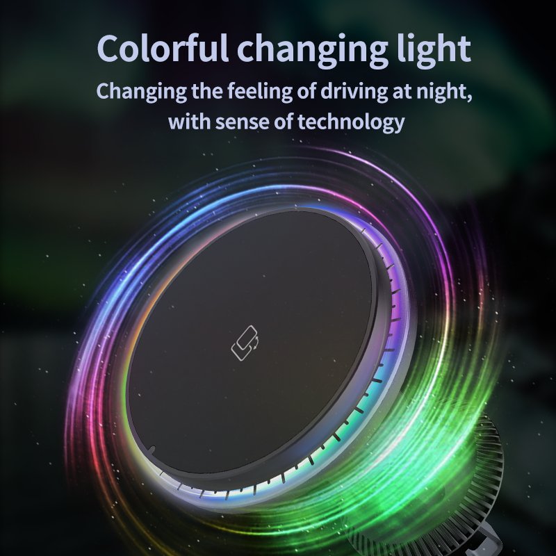 360 rotation Magnetic adjustable 15w wireless charger car phone holder