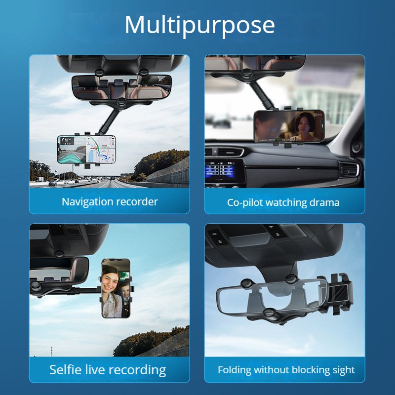 Car Phone Holder Mobile Stand 360 Degree Rotating Auto Rear View Mirror Bracket Adjustable Phone Holder For Car