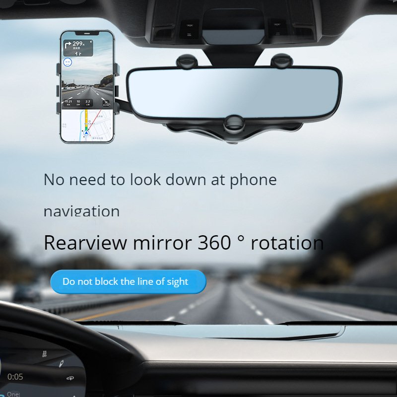 Car Phone Holder Mobile Stand 360 Degree Rotating Auto Rear View Mirror Bracket Adjustable Phone Holder For Car