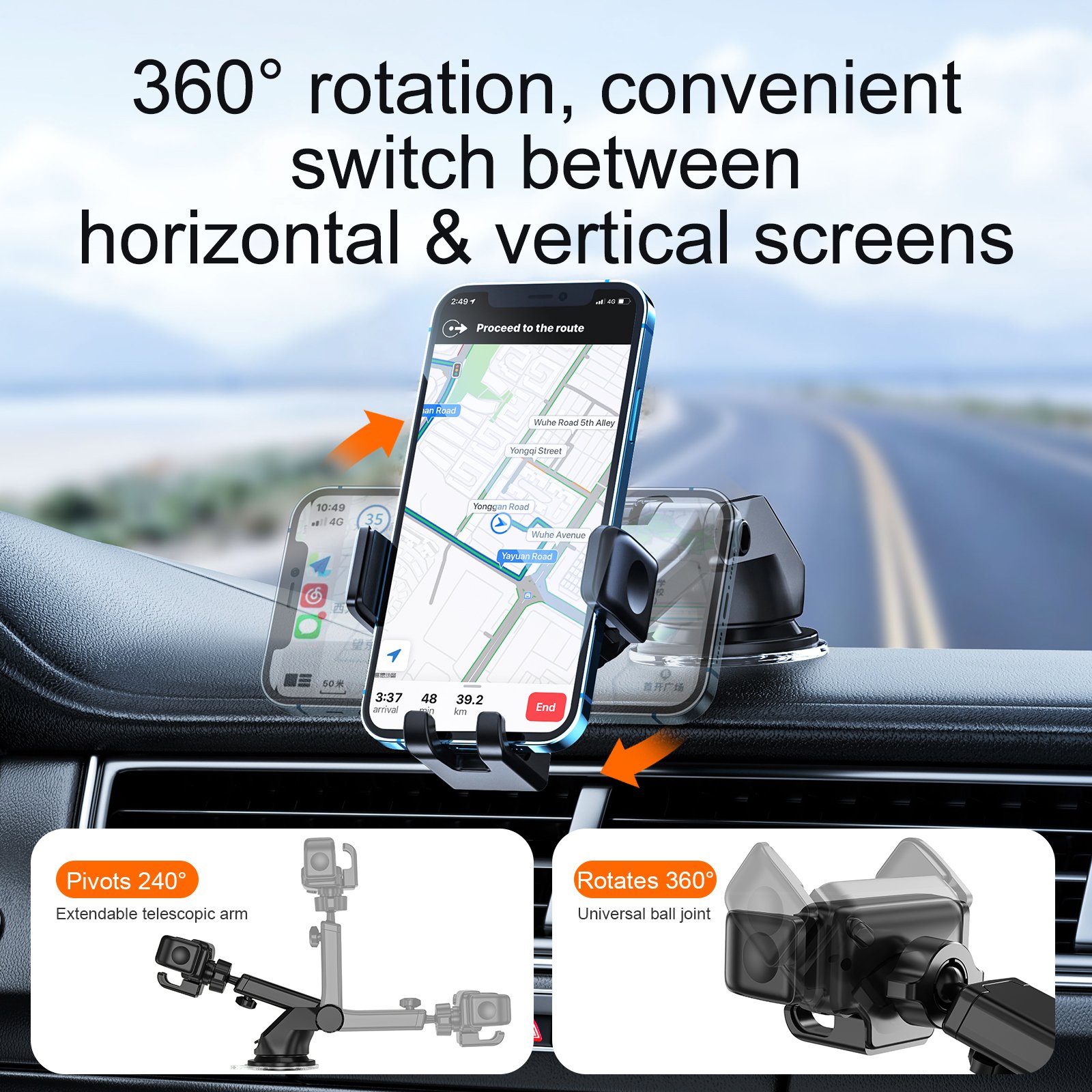 JOYROOM Gravity Mechanical Dashboard Windshield Suction Cup Soporte Para Telefono Telefoon Houder Phone Mount Stand Car Holder