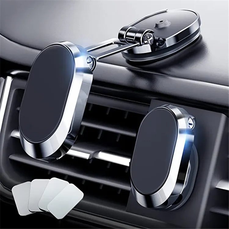 New Design 360 degree aluminum alloy car dashboard magnetic phone mount holder Portable folding magnetic Car Phone Holder