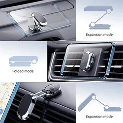 New Design 360 degree aluminum alloy car dashboard magnetic phone mount holder Portable folding magnetic Car Phone Holder