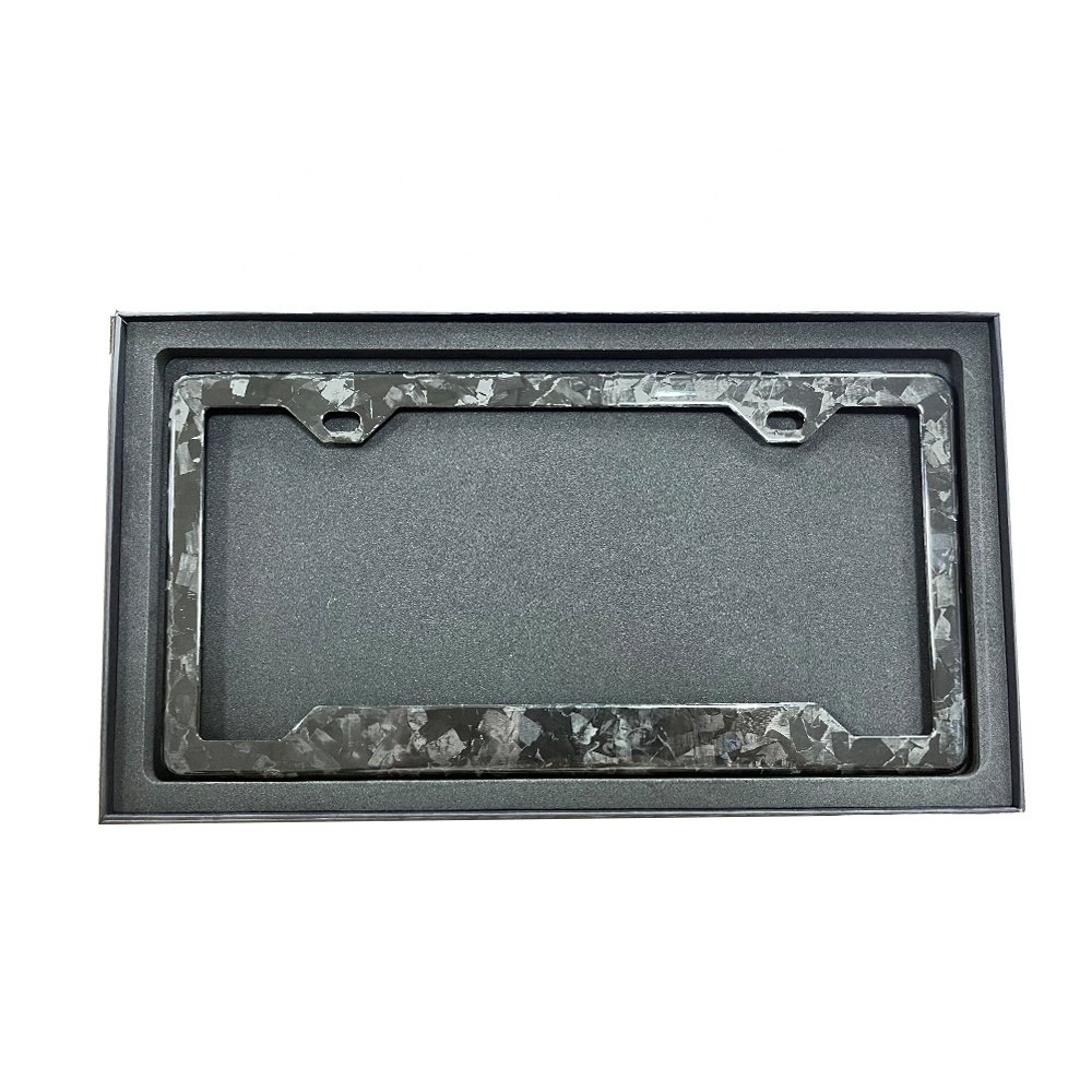 Low MOQ Hot sale most popular Real forged carbon fiber car license plate frame/holder two holes and can be customized your size