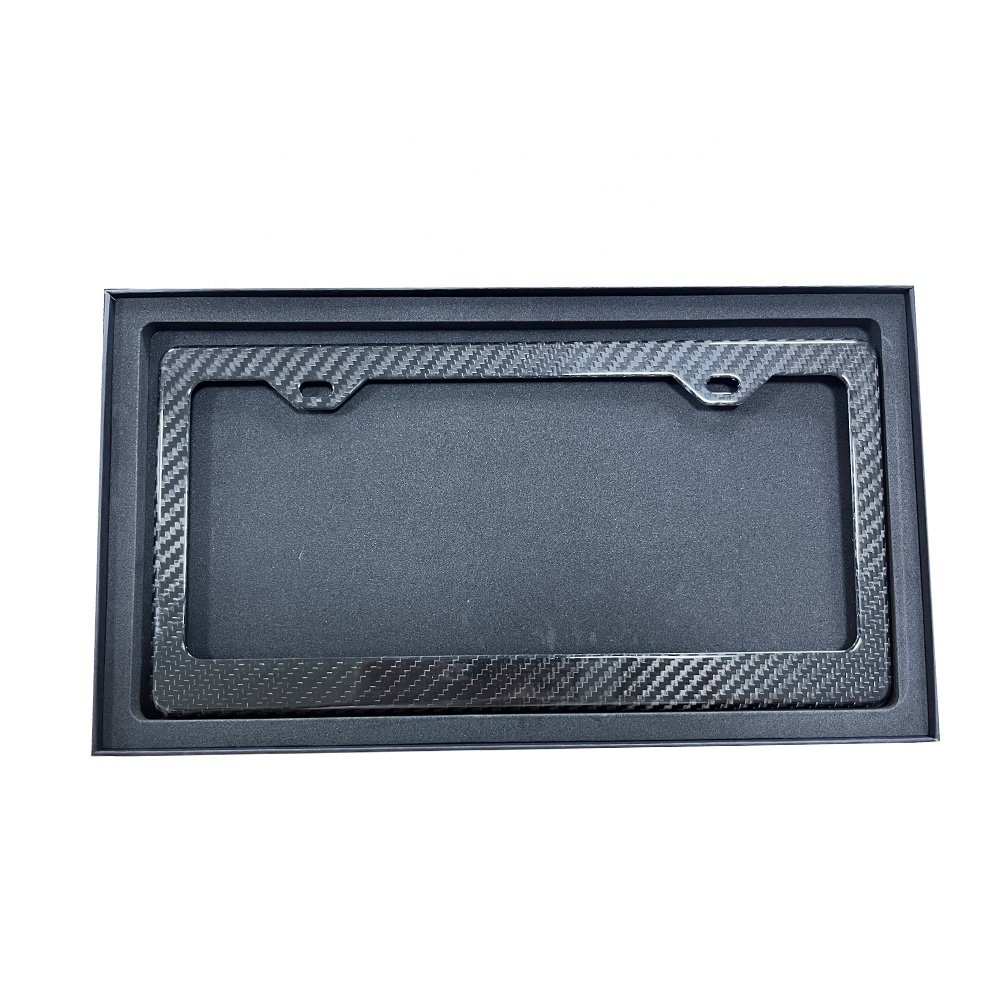 Low MOQ Hot sale most popular Real forged carbon fiber car license plate frame/holder two holes and can be customized your size