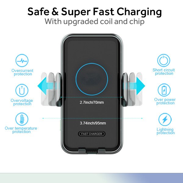 Hot Sell Smart Sensor 15W Car Wireless Charger For Cell Phones Touch Clamping Wireless Charger Car Phone Holder