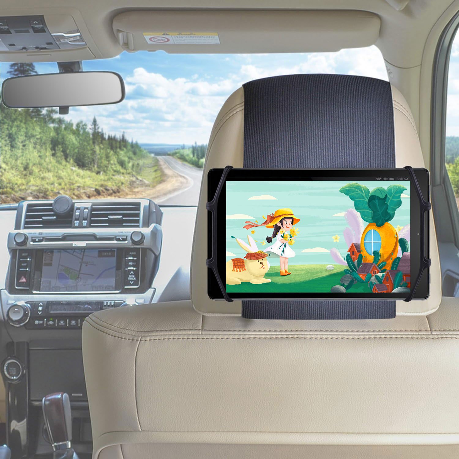 Car Headrest Mount Holder, Tablet Holder for Kids in Back Seats, Fits All 7 Inch to 12.9 Inch Tablets