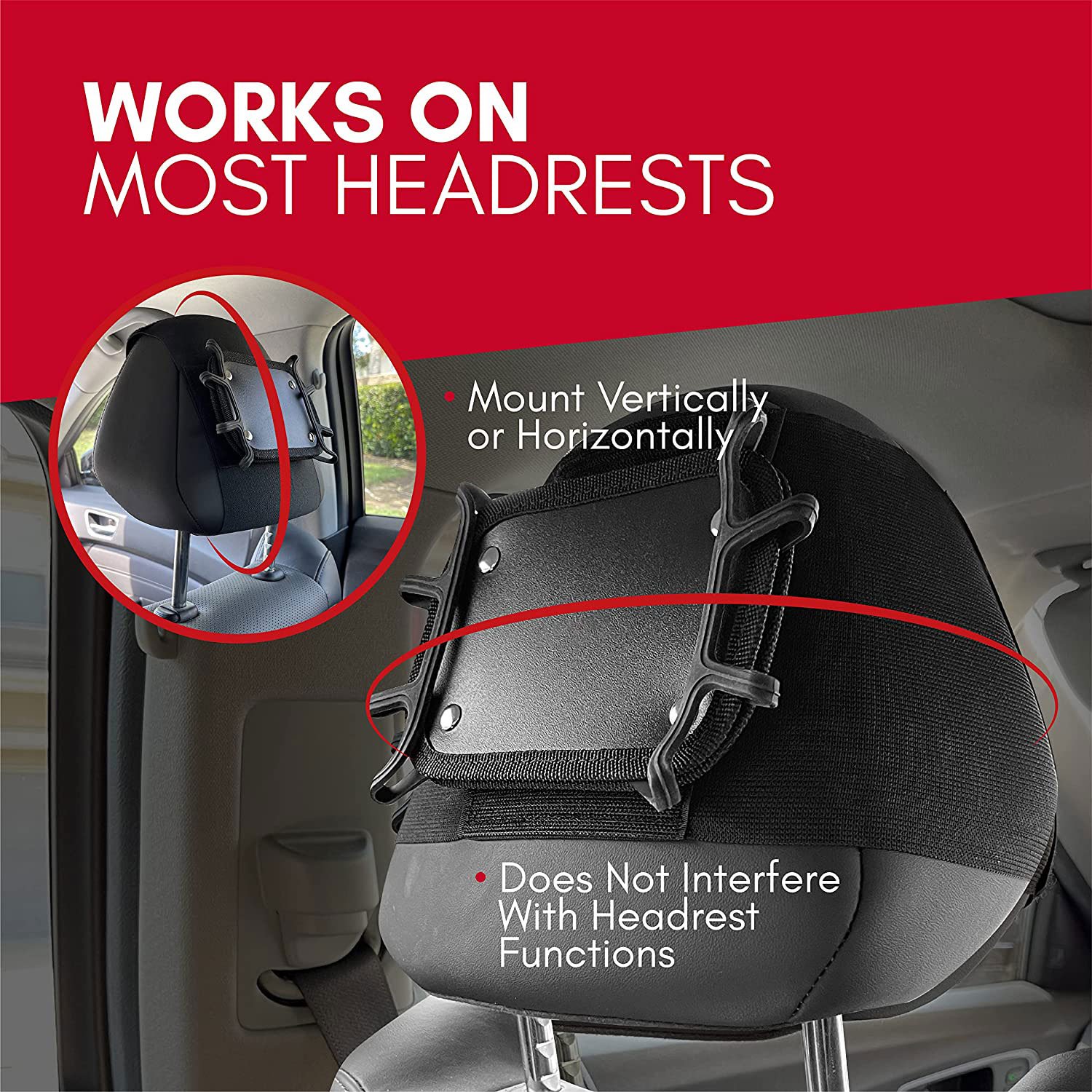Car Headrest Mount Holder, Tablet Holder for Kids in Back Seats, Fits All 7 Inch to 12.9 Inch Tablets