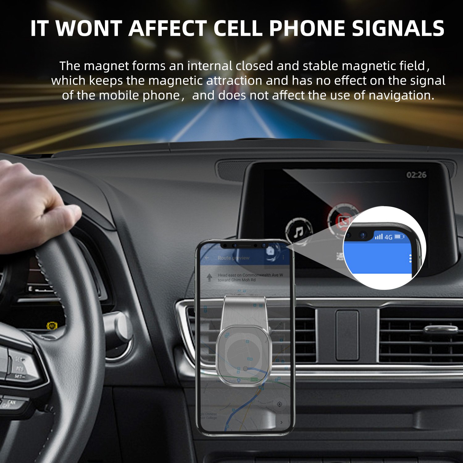 USLION Hot Selling Custom logo Smartphone Holder Box 360 rotation magnetic power air vent magnetic car mount mobile phone holder