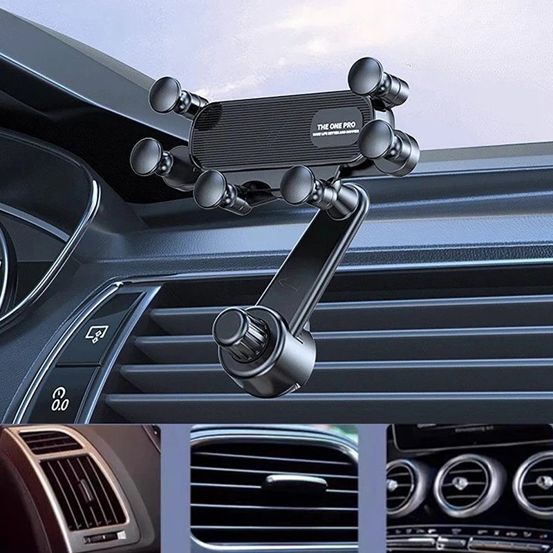 360° Rotation Gravity Car Air Vent Mount Universal Phone Holder 6-Point Support Navigational Bracket Shockproof Anti-drop Stable