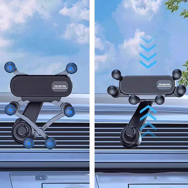 360° Rotation Gravity Car Air Vent Mount Universal Phone Holder 6-Point Support Navigational Bracket Shockproof Anti-drop Stable