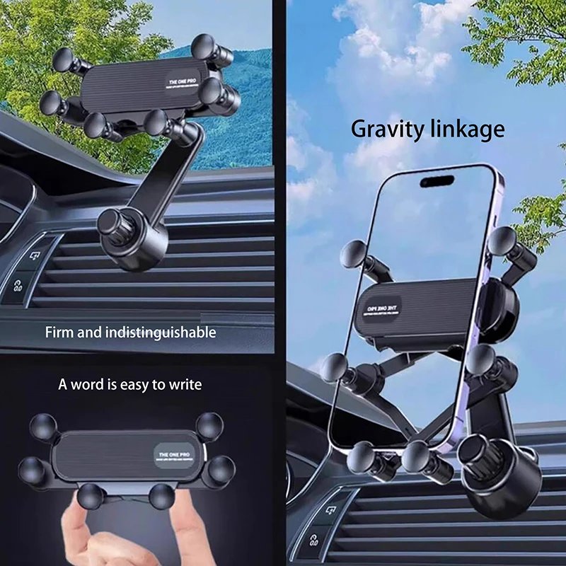 360° Rotation Gravity Car Air Vent Mount Universal Phone Holder 6-Point Support Navigational Bracket Shockproof Anti-drop Stable