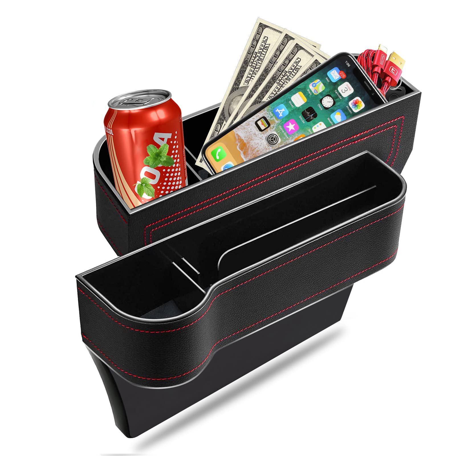 Car Seat Gap Leather Storage Box Seat Gap Pocket Storage Box Universal Car Seat Storage Box Card Phone Holder Pocket