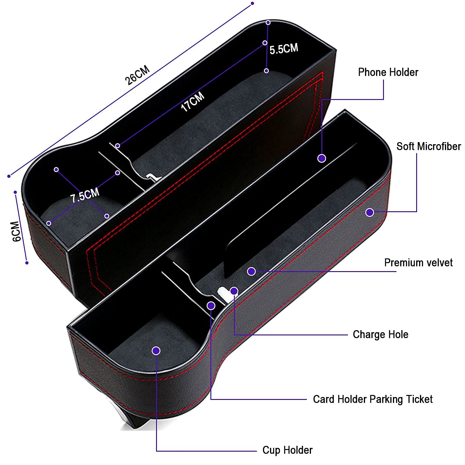 Car Seat Gap Leather Storage Box Seat Gap Pocket Storage Box Universal Car Seat Storage Box Card Phone Holder Pocket