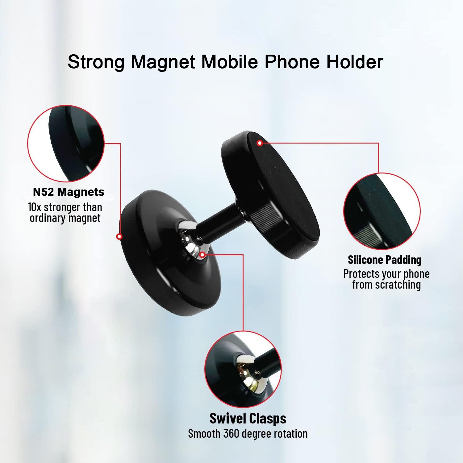 extra strong gym metal rack universal Magnetic Mobile Phone Holder golf carts phone holder gym dual magnetic phone mount holder