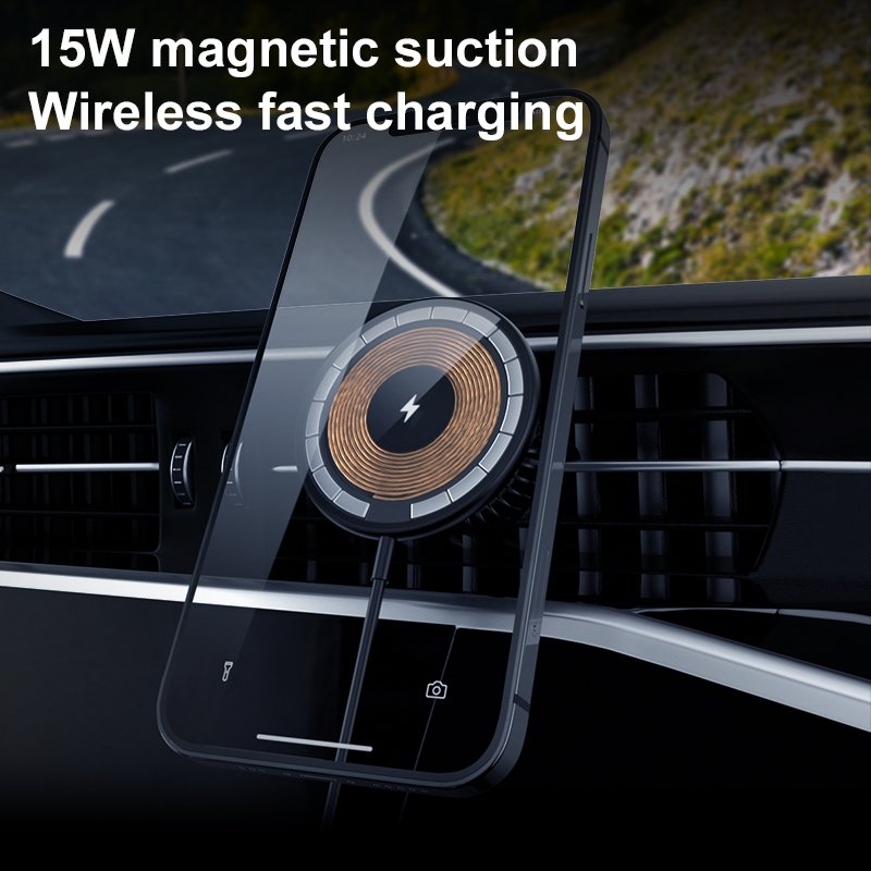 W03A 2023 Newest Automatic Sensor 15W Fast Charging Car Holder Magnetic Transparent Type C Qi Wireless Charger Pad