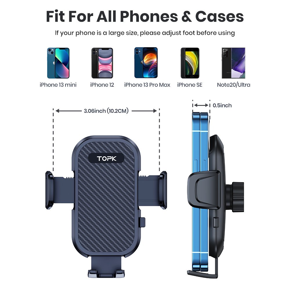 TOPK D42-G 360 Degree Rotation Strong Car Mobile Quick Lock Air Vent Phone Holder Stand