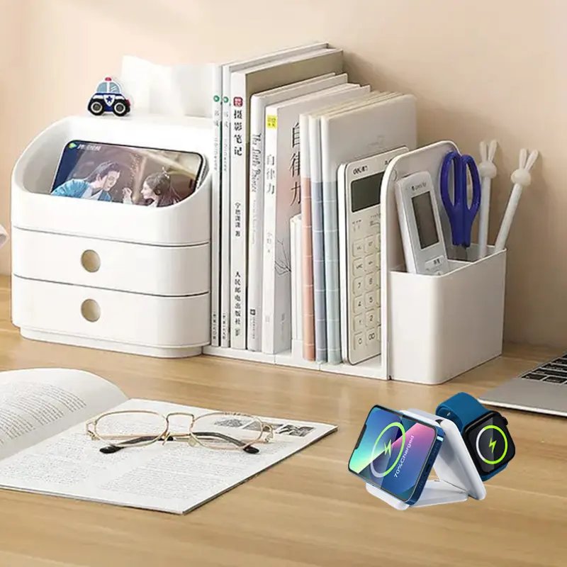 Custom logo 15W folding wireless charger for smart watch earphone magnetic 3 in 1 wireless charger for IPhone 14