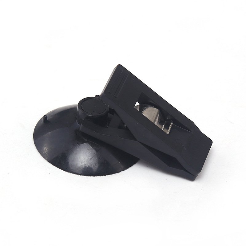 2pcs Car Interior Window Clip Mount Black Suction Cap Clip Plastic Sucker Removable Holder For Sunshade Curtain Towel Ticket