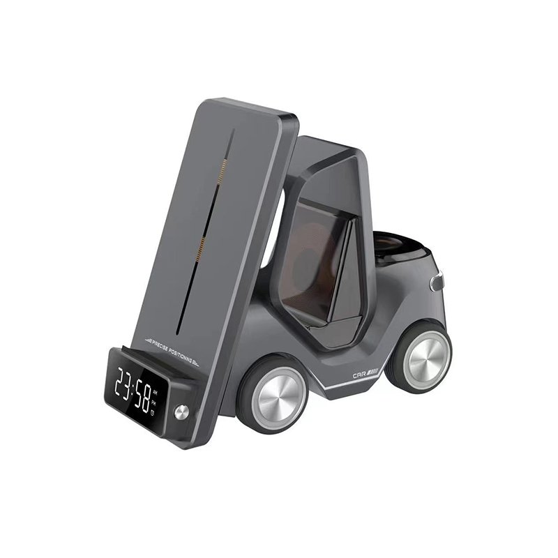 5 in 1 car wireless charger with led light gift mobile phone holder wireless charger for iwatch earphone