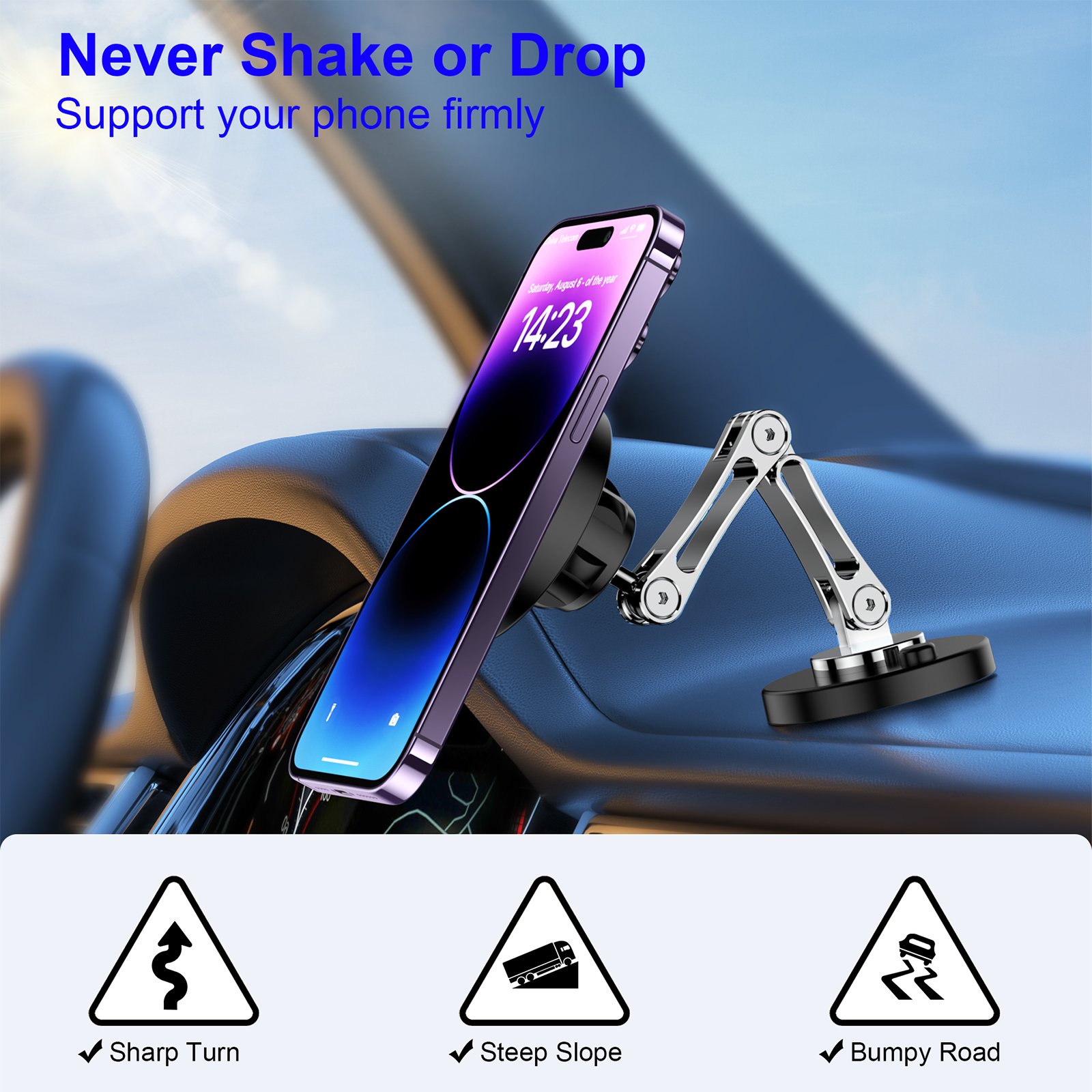 Universal 360 Rotating Foldable Folding Mobile Car Phone Holder Strong Magnetic Car Dashboard Mobile Phone Mount for IPhone