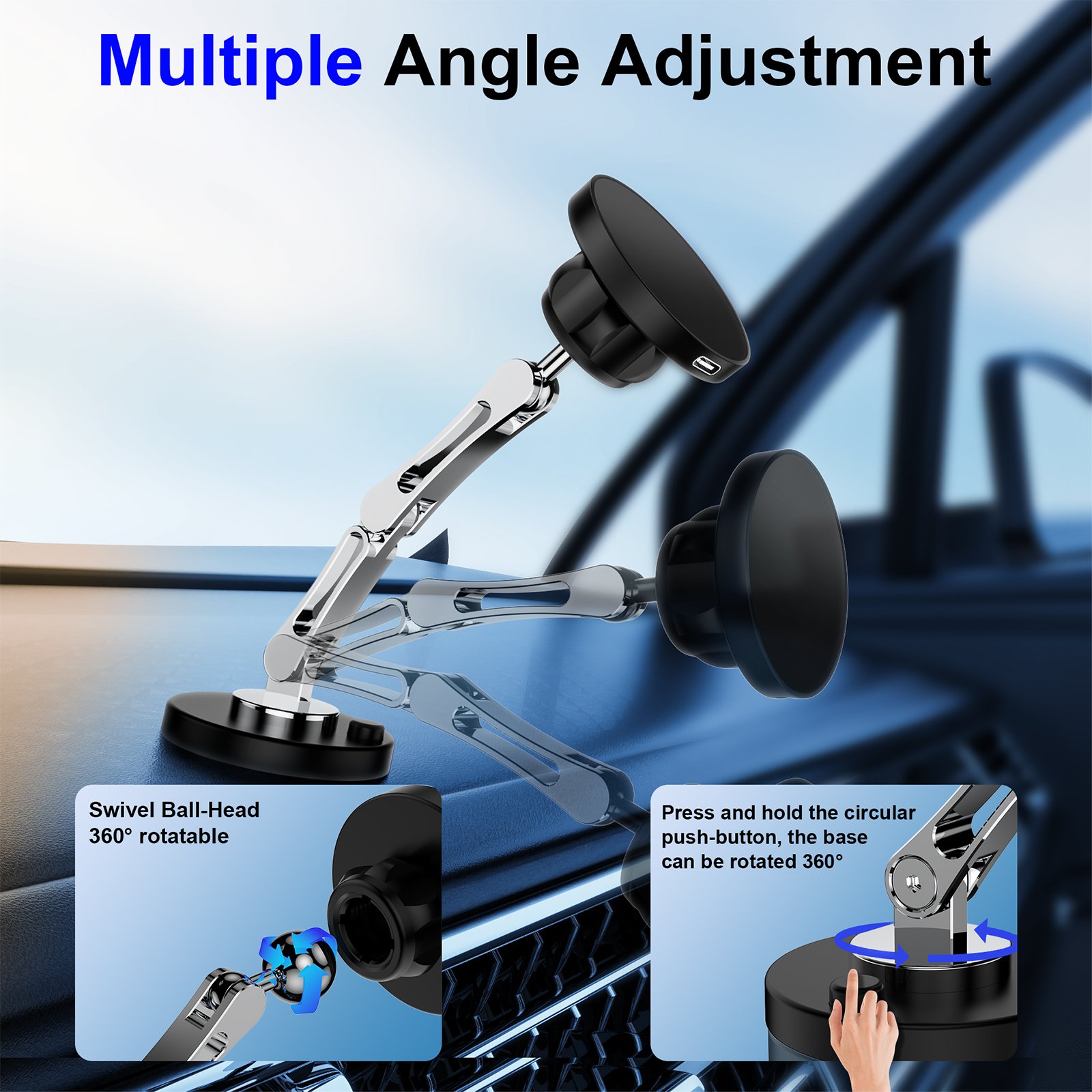 Universal 360 Rotating Foldable Folding Mobile Car Phone Holder Strong Magnetic Car Dashboard Mobile Phone Mount for IPhone