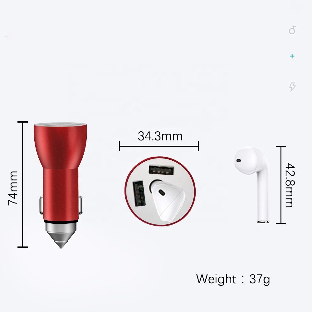 New Products Dual Port Car Charger cargador coche For Wireless earphone For Mobile Phone