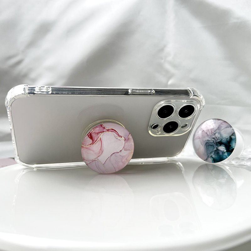 Factory Wholesale Marble Pattern Crystal Glass Phone Holder Foldable mobile phone Socket Crystal Glass phone grips