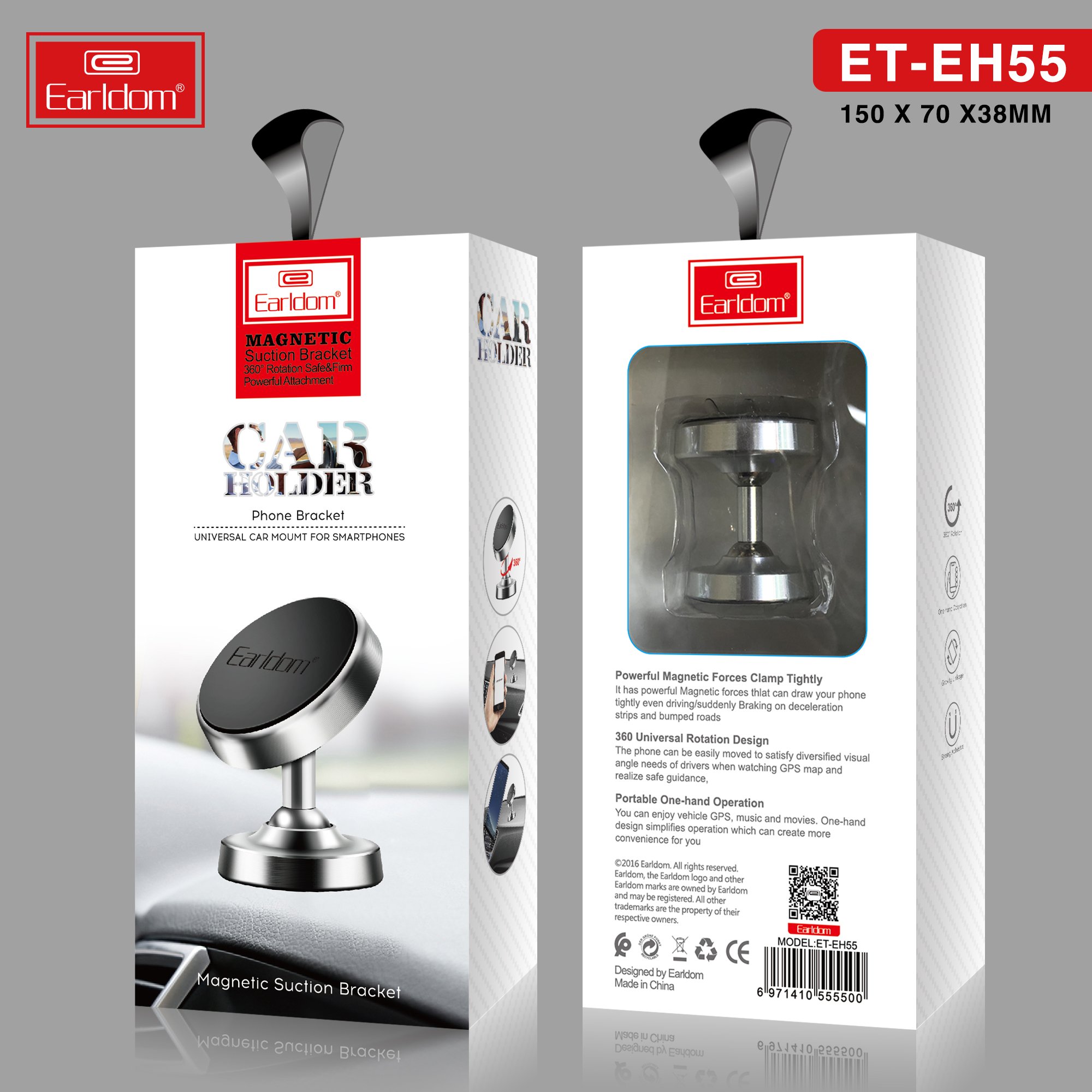 EARLDOM Magnetic Phone Holder For Phone In Car 360 Degree Rotating Car Phone Holder Strong Magnet Holder Stand