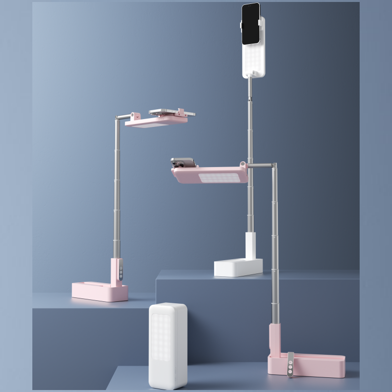 Flexible Universal Mobile Phone Holder Stand Portable Phone Holder Stand content creator kit with Wireless Dimmable Light