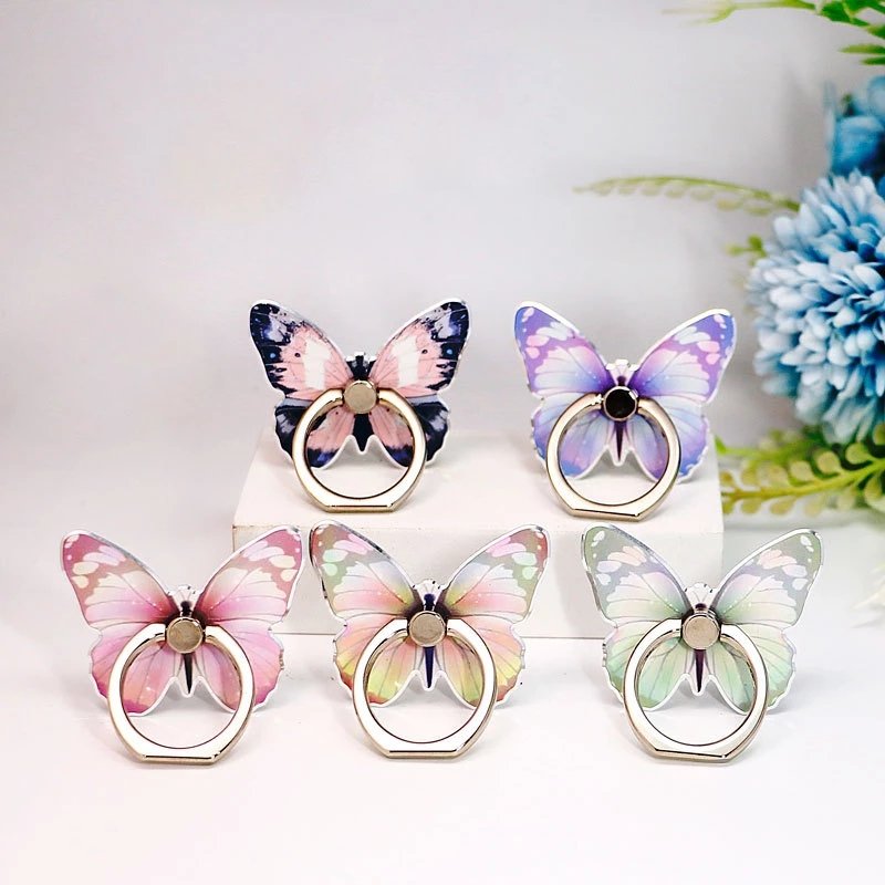 Customized Butterfly Universal Finger Ring Mobile Phone Stand Holder Phone Stand Holders