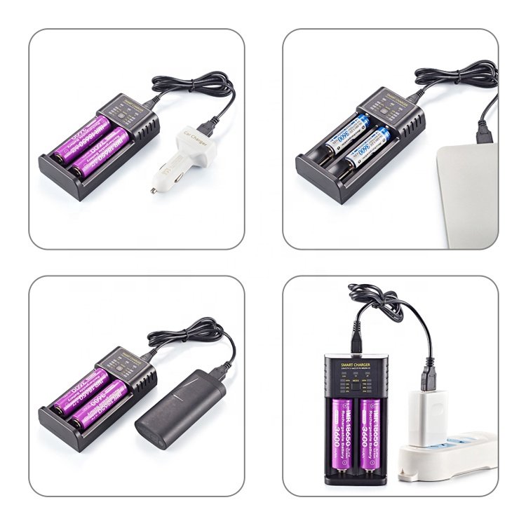 Smart USB Charger for nimh Fast Charging 2 slots Factory Direct 3.7V Lithium Battery Charger Rechargeable Batteries Charger