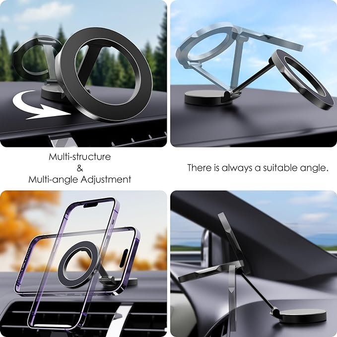 Trending Product 1080 Angle Rotation Metal Mobile Phone Holders Strong Magnetic Foldable Car Holder