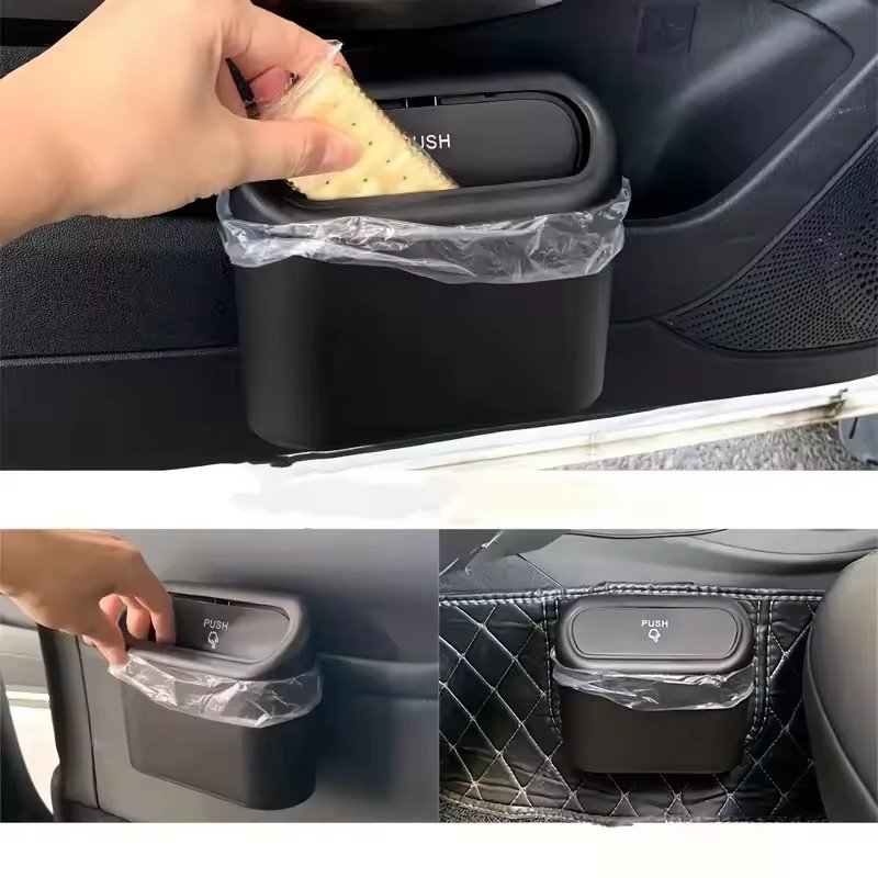 2025 Custom Logo Waterproof Abs Rubbish Storage Box Vehicle Trash Bin Hanging Car Trash Cans With Lid