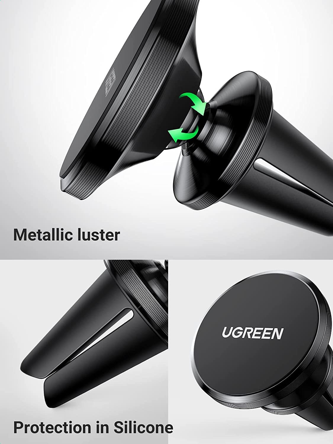 UGREEN Magnetic Phone Holder for Car Strong Magnet Cell Phone Mount Air Vent Silicone Air Vent Clips 360 Free Rotation