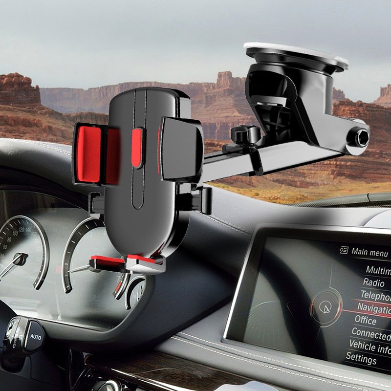 Automatic locking dashboard 360 degree rotating suction cup universal car mount mobile phone holder