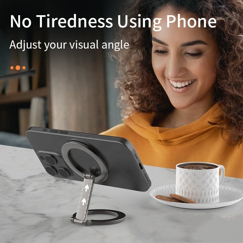 Magnetic mobile phone holder double-sided magsafe magnetic desktop holder alloy material ultra-thin Multi functional bracket