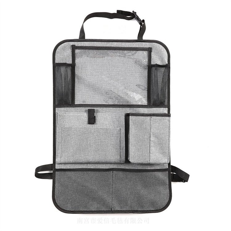 Wholesale custom back seat storage organizer grey black car seat organizer with tissue holder