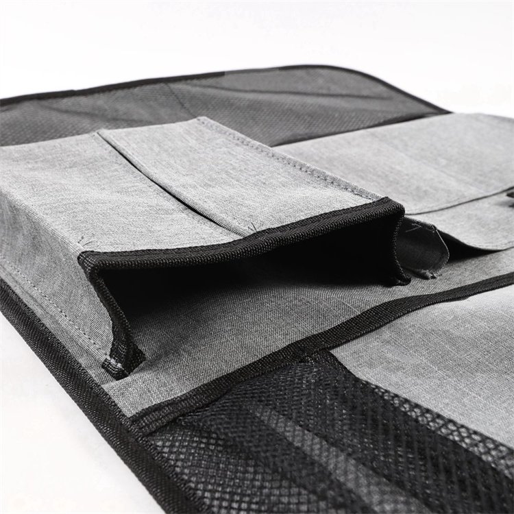 Wholesale custom back seat storage organizer grey black car seat organizer with tissue holder