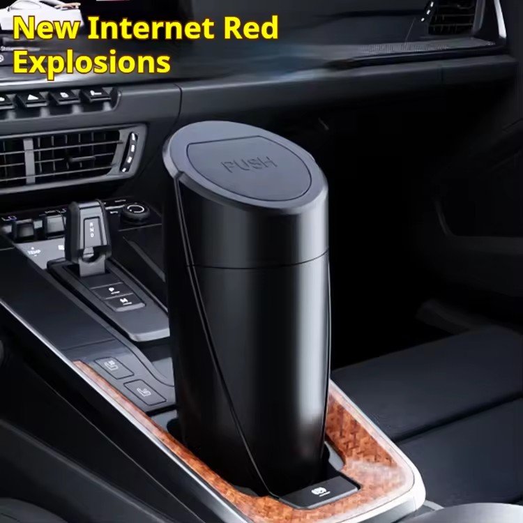 2025 Multifunctional ABS Mini Car Trash Can New Cross-Border Seat Side Organizer with Storage Bucket and Ashtray