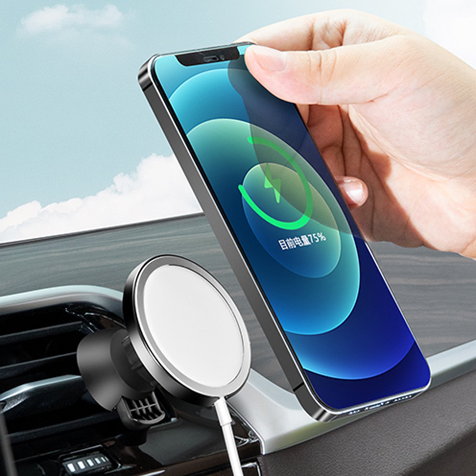 Magnetic Wireless Car Charger Bracket for iPhone 12 Pro Max mini Magnetic Fast Charging Wireless Charger Car Phone Holder base