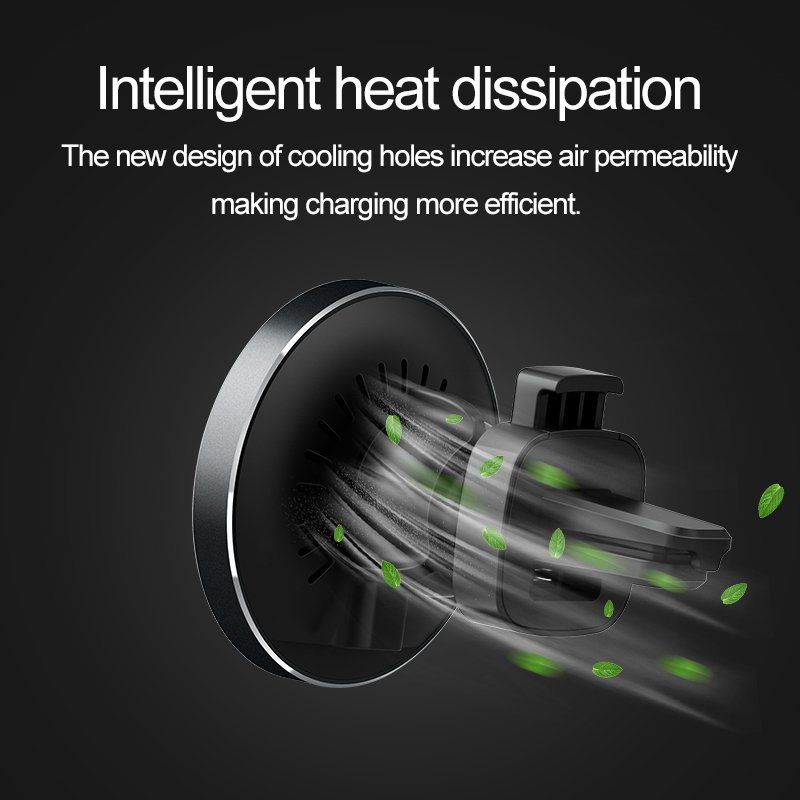 Magnetic aluminium alloy car wireless charger wireless charging car holder with transparent design