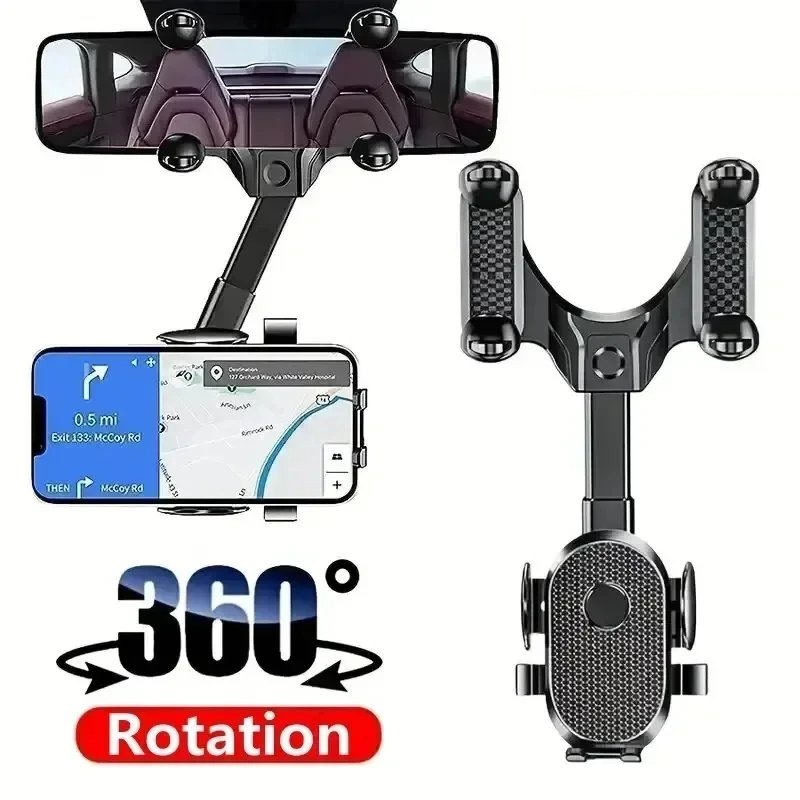 360 Rotating Car Phone Holder Rearview Mirror Mount Car Phone Bracket Navigation GPS Stand Foldable Mobile Cell Support in Car