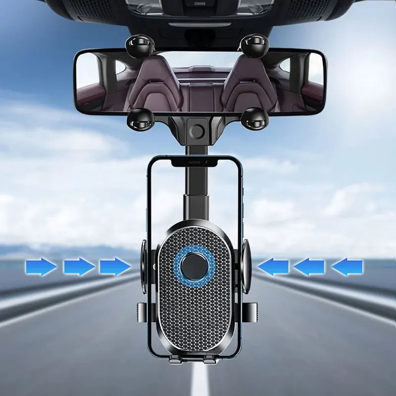 360 Rotating Car Phone Holder Rearview Mirror Mount Car Phone Bracket Navigation GPS Stand Foldable Mobile Cell Support in Car