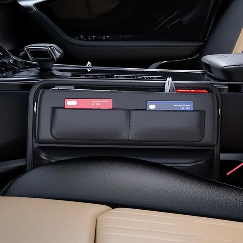 Universal car seat storage bag large capacity built in card holder with USB charger port waterproof and dirt resistant