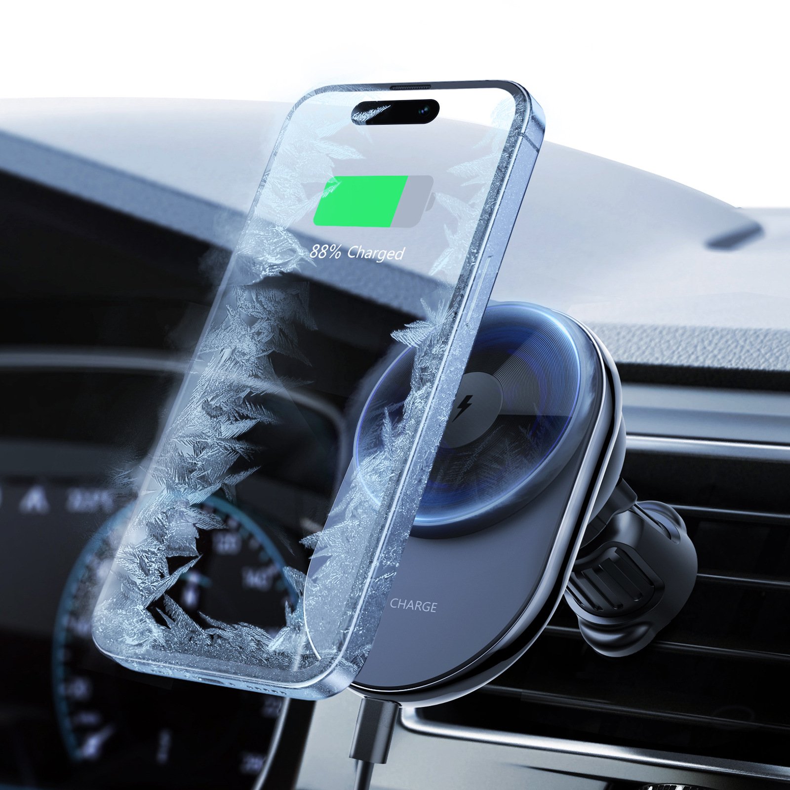 Magnetic Car charger with certified KC Hook Accessories Cooling Wireless Charging Stand Phone Holder