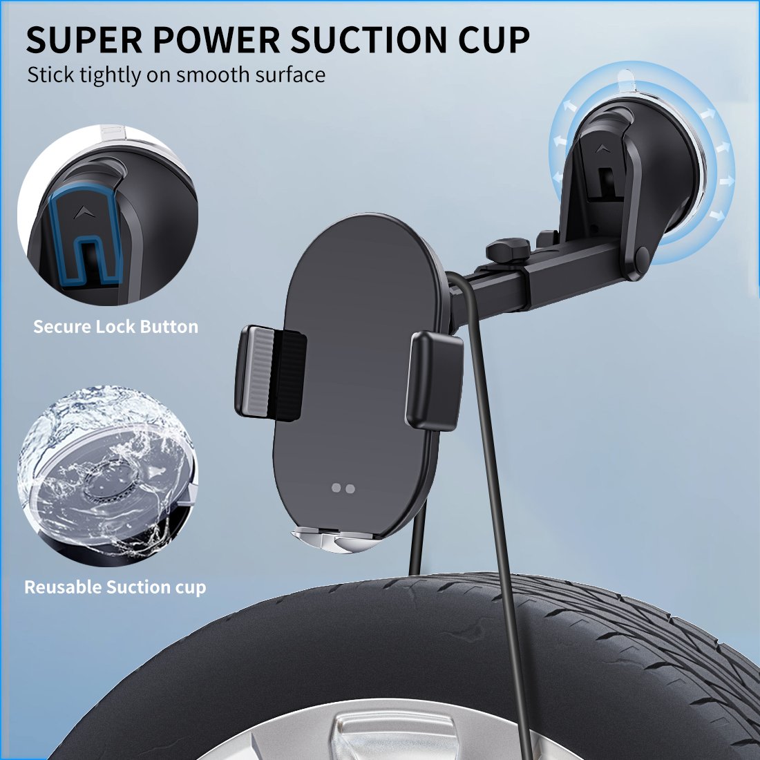 QUICKLYNKS 15W Fast Charging Wireless Car Mount Stand Charger IC401With car Phone Holder