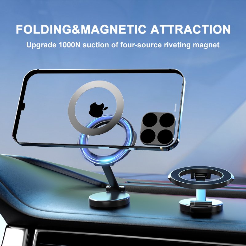 Alloy Folding Magnetic Car Phone Holder for iphone 16 Magnetic Holder Mount Autohalterung Soporte Para Coche Car Phone Mount