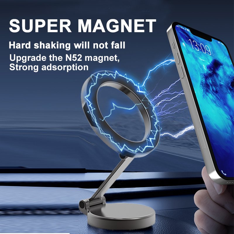 Alloy Folding Magnetic Car Phone Holder for iphone 16 Magnetic Holder Mount Autohalterung Soporte Para Coche Car Phone Mount