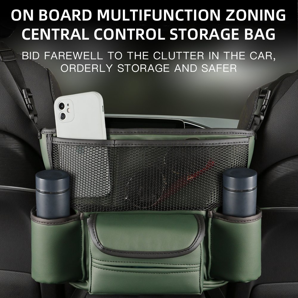Auto Center Console Tissue Organizer Bag Car Handbag Holder Between Seats Large Capacity Car Purse Holder